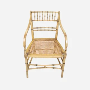 A Pair of Cream Painted Simulated Bamboo Elbow Chairs