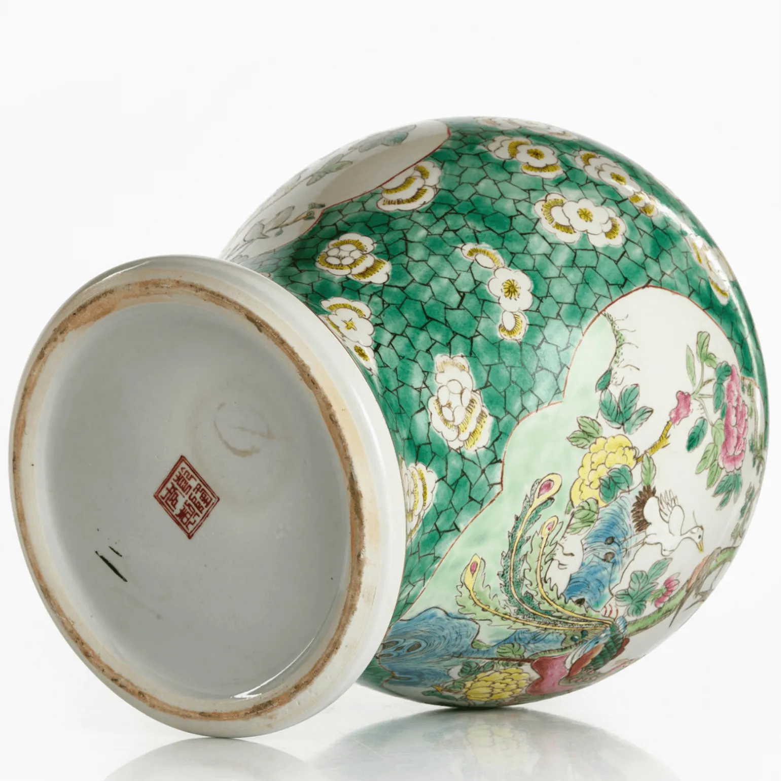 antique_polychrome_ginger_2.webp Antique Polychrome Ginger Jar with Birds and Peonies