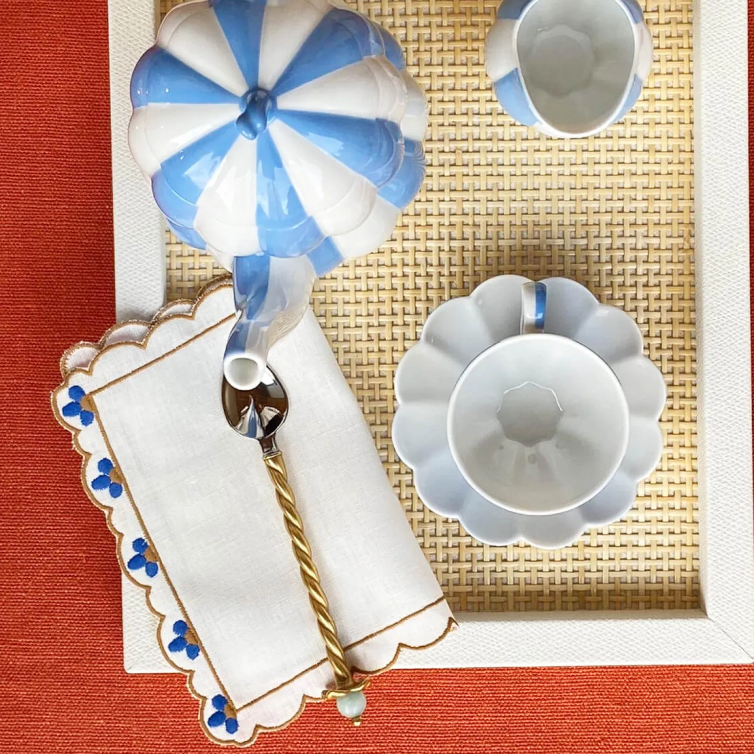 blue_flower_cocktail_napk_1.webp Blue Flower Cocktail Napkin - Set of 4