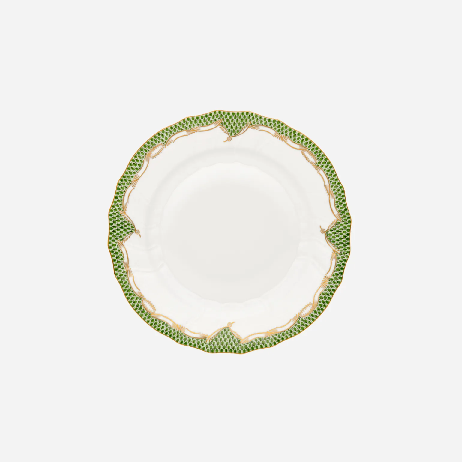 fish_scale_green__gold_di_0-1.webp Fish Scale Green & Gold Dinner Plate Rocaille