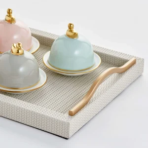 Onda Square Leather Tray Ivory