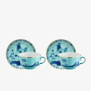 Oriente Italiano Teacup & Saucer Iris - Set of 2