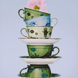 Oriente Italiano Teacup & Saucer Malachite - Set of 2