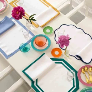 Set of Four Octagon Placemats Sapphire Blue