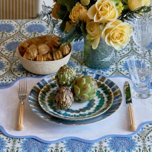 Set of Four Sky Blue Scallop Placemats