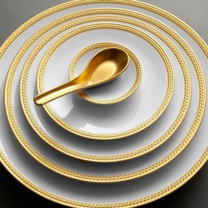 Soie Tressée Gold Dessert Plate