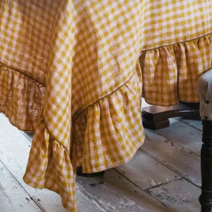 Wes Gingham Frill Tablecloth Mustard